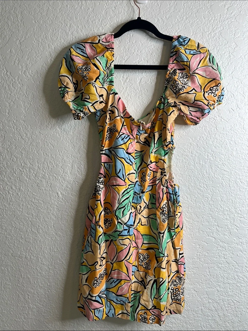 NWT ASTR Talula Tropical Print Puff Sleeve Mini Dress Sz XS